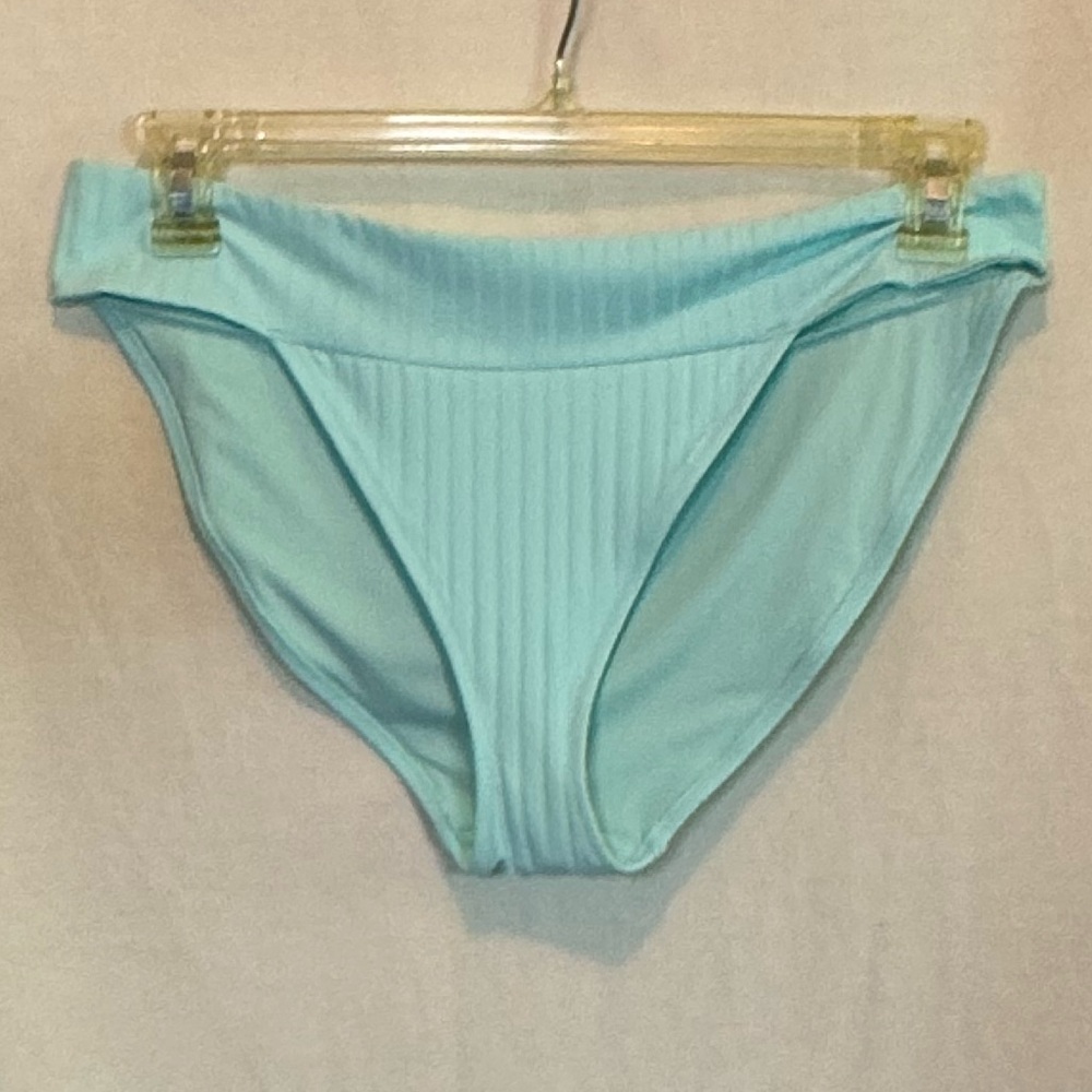 AA-70 Aerie NWT Blue Ribbed Lined Summer Swim Bikini Bottoms Size XL‎